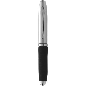 Vienna ballpoint pen with EVA grip, Silver, solid black (Metallic pen)