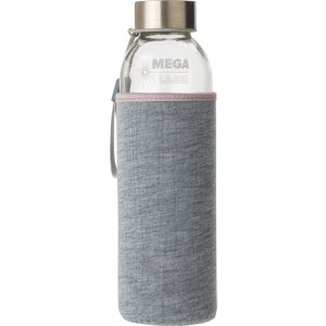 Glass bottle (500 ml) with neoprene sleeve Nika, grey (Water bottles)
