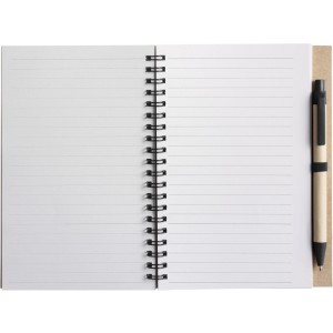 Wire bound notebook with ballpen. Stella, black (Notebooks)