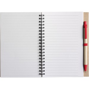 Wire bound notebook with ballpen. Stella, red (Notebooks)